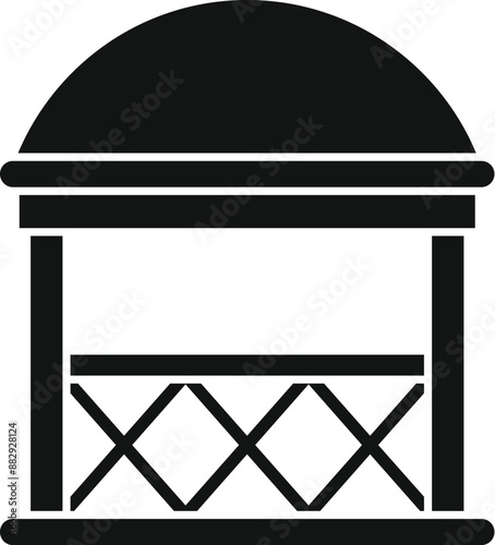 Simple icon of a street food stall with a round roof, perfect for representing food markets and street food vendors