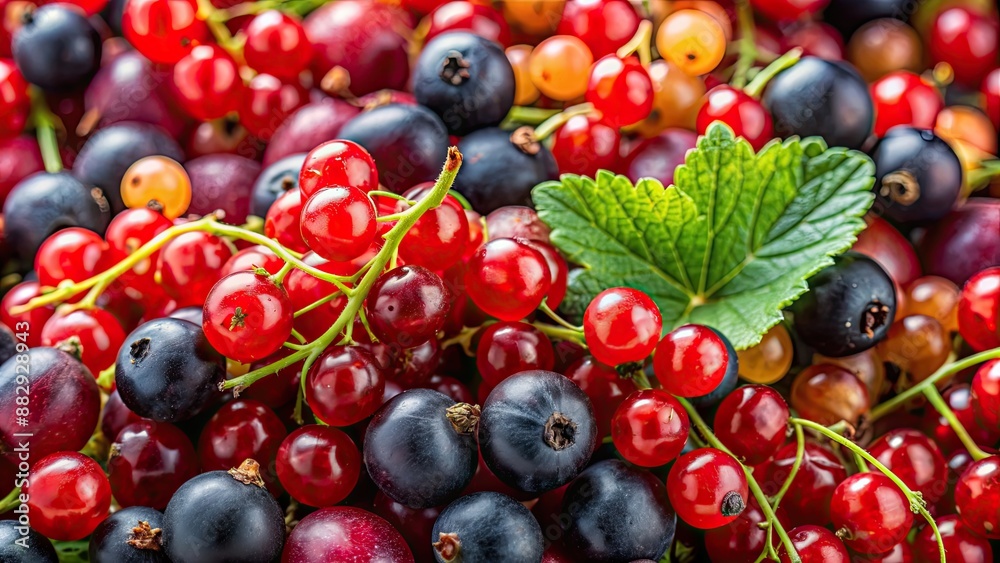 Close-up of assorted red and black currants, perfect for a healthy diet background Close-up of assorted red and black currants, perfect for a healthy diet background