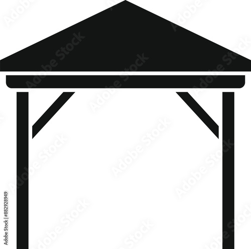 Simple black icon of a wooden canopy providing shade