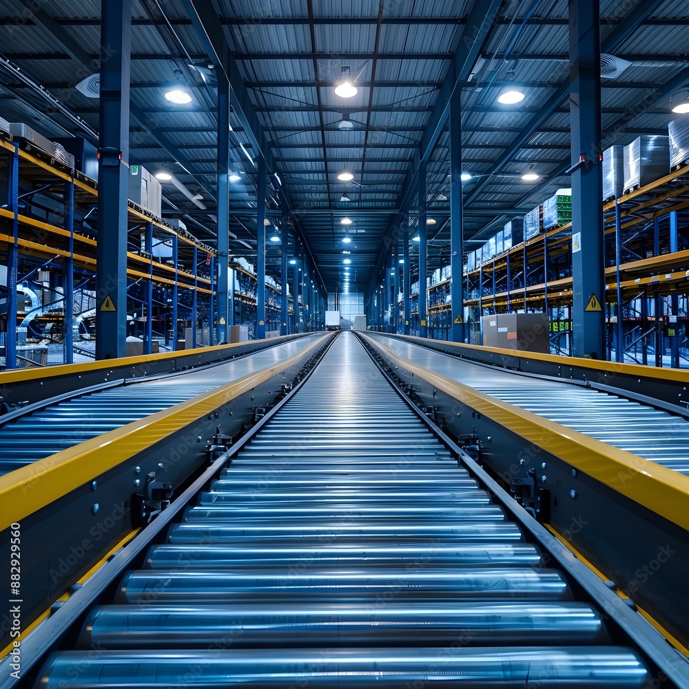Automated Warehouse With Conveyor Belts and Sorting Systems Highlighting Logistics Innovation Automated Warehouse With Conveyor Belts and Sorting Systems Highlighting Logistics Innovation