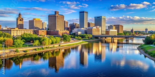 Cityscape of Rochester, Minnesota, USA overlooking the Zumbro River, Rochester, Minnesota, cityscape, USA, Zumbro River photo
