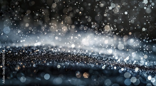 Abstract Black and White Bokeh Background With Glitter