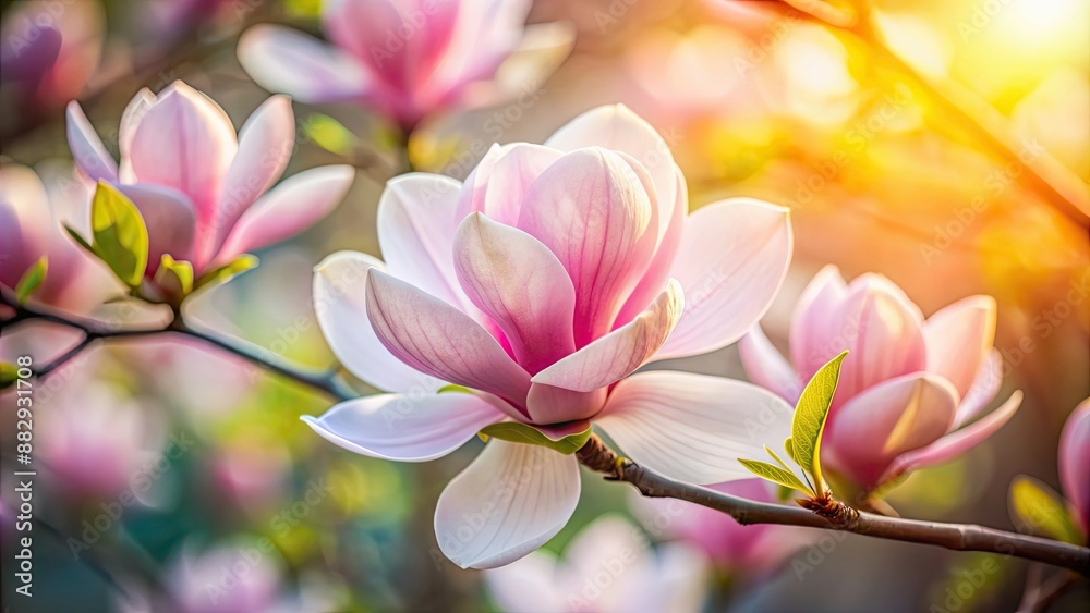 Close up of a delicate magnolia flower in full bloom, botanical, fragrant, petals, spring, nature, bloom, petals, white, blossom Close up of a delicate magnolia flower in full bloom, botanical, fragrant, petals, spring, nature, bloom, petals, white, blossom