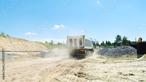 Truck Driving on Construction Site photo