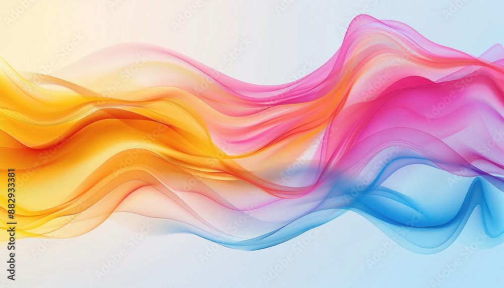A dynamic wave that resembles smoke on a white background, radiating color and movement A dynamic wave that resembles smoke on a white background, radiating color and movement