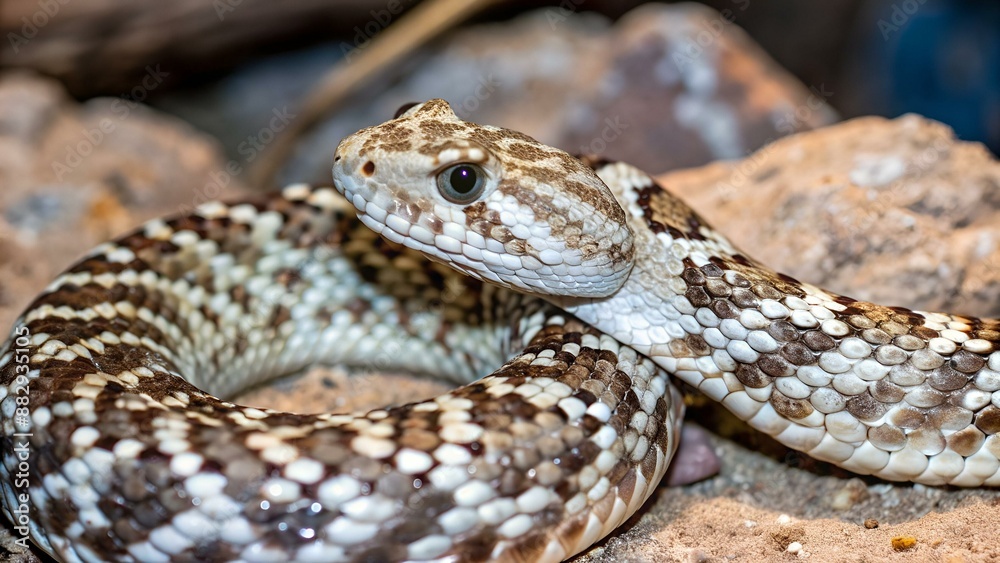 Spotted Rattlesnake. Mitchell's rattlesnake. A white rattlesnake. Crotalus mitchellii.