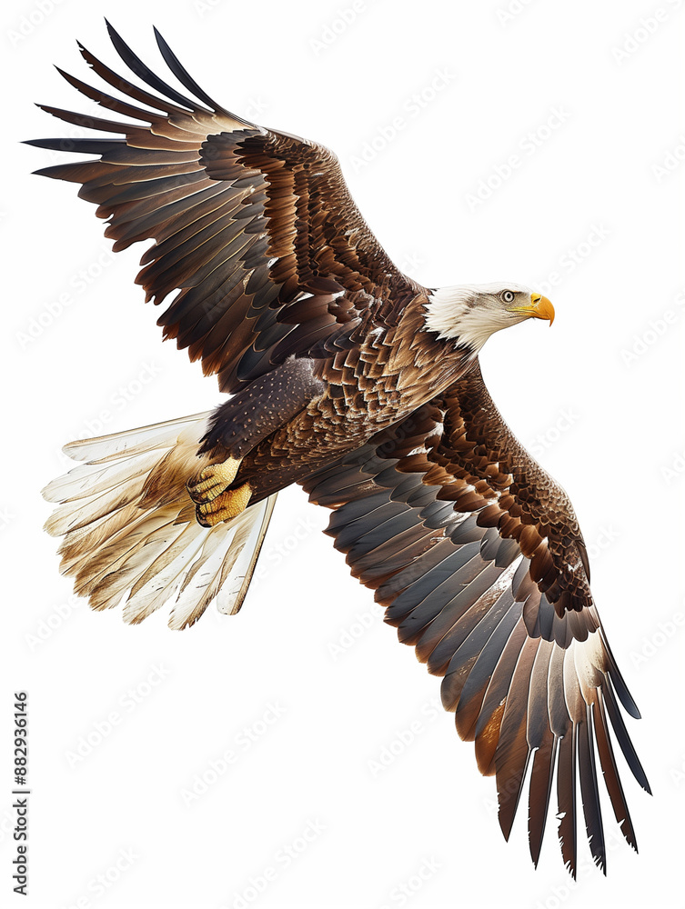 Majestic Eagle soaring high in the sky, isolated on a clean white background Majestic Eagle soaring high in the sky, isolated on a clean white background