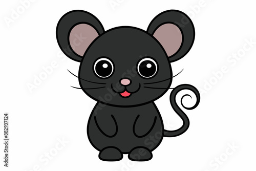 Happy New Year Cute Mouse Clipart. Funny Mouse Vector Illustration. silhouette black color © Ishraq