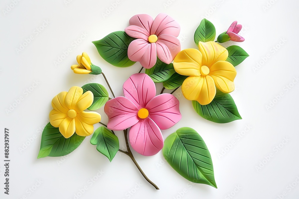 Fototapeta premium decorations for cakes from the protein mass in the form of flowers