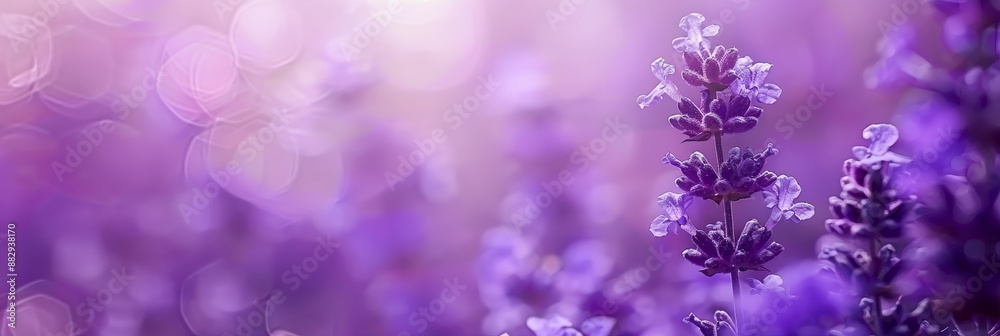 Fototapeta premium Minimalist lavender flower bokeh background with empty space for elegant designs