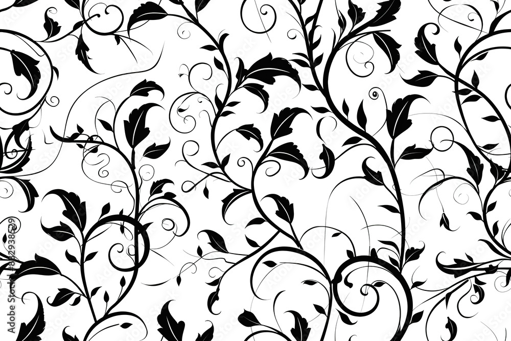 Seamless pattern with black flowers on a white background Seamless pattern with black flowers on a white background