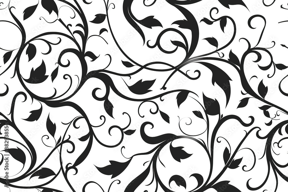 Seamless pattern with black flowers on a white background Seamless pattern with black flowers on a white background