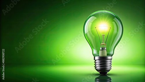 Bright green lightbulb glowing against a vibrant green background, green, lightbulb, vibrant, glowing