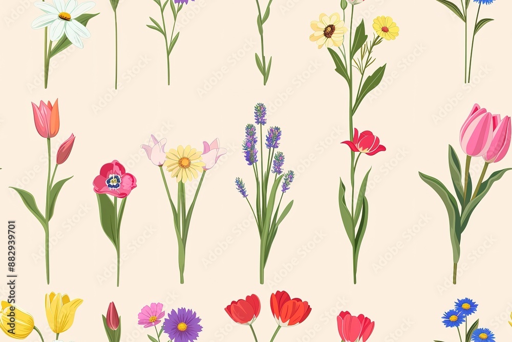 Digital Painting Of Flowers For Background Digital Painting Of Flowers For Background