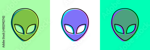 Alien Kopf Vektor Logo Design Set