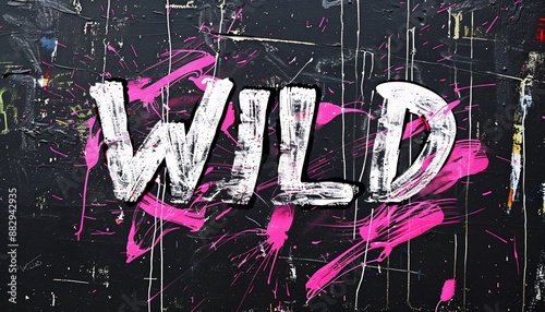 graffiti style text WILD in white on a black background . 