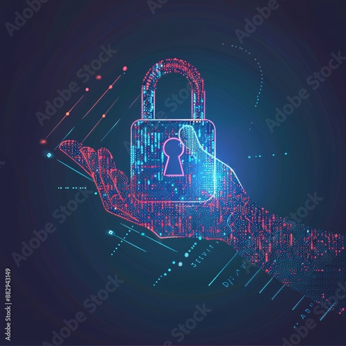 right hand holding icon with binary code representing .