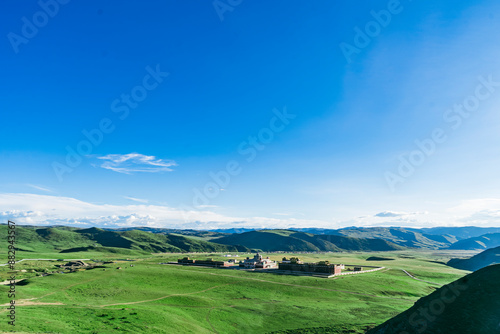 landscape with field and blue sky