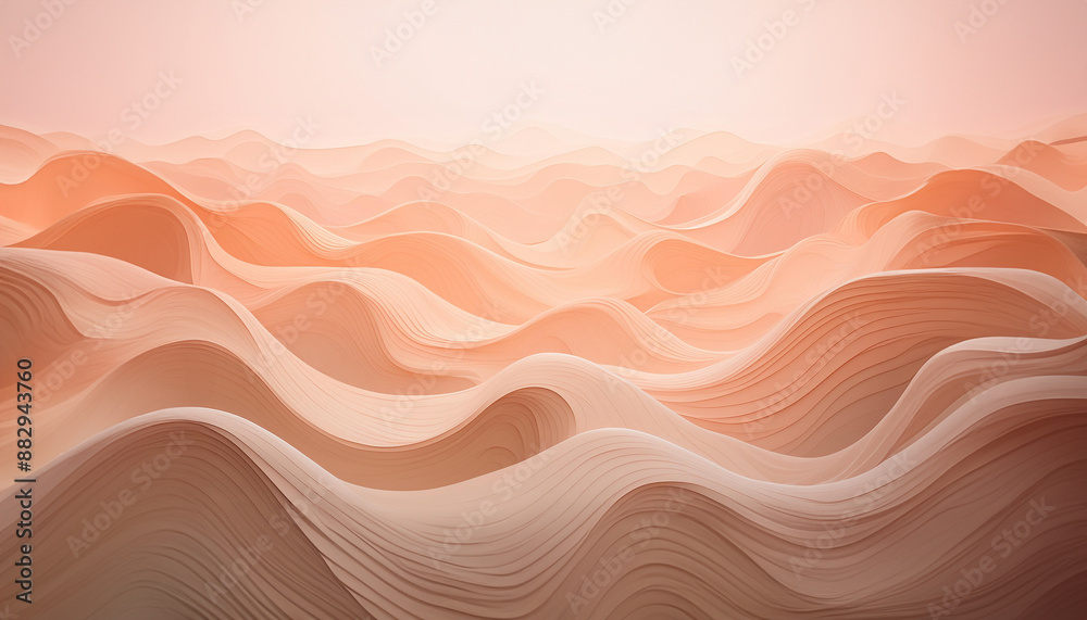 Soft, flowing peach-colored waves create a serene and abstract landscape, blending smooth textures and gentle curves in a dreamlike scene. Generative AI Soft, flowing peach-colored waves create a serene and abstract landscape, blending smooth textures and gentle curves in a dreamlike scene. Generative AI
