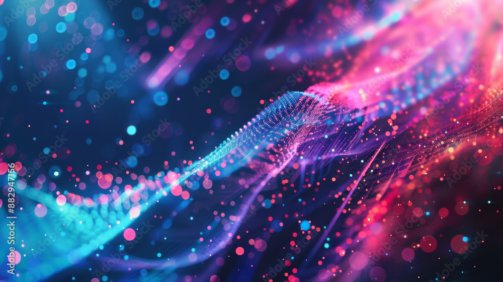 Digital technology with colorful lines and dots creates a futuristic background. It's perfect for banners, backgrounds, and various objects. Digital technology with colorful lines and dots creates a futuristic background. It's perfect for banners, backgrounds, and various objects.
