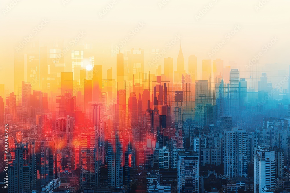 Fototapeta premium Cityscape at Sunrise