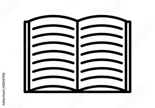Icono negro de libro de texto abierto