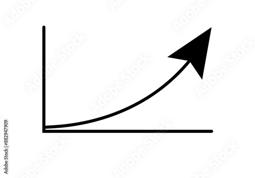 Icono negro de gráfico de una flecha curva en crecimiento