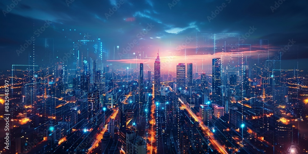 Digital city with high speed information and power grid. Digital community, smart society. DX, Iot, urban and rural nature areas digital network. digital society concept. Generative AI Digital city with high speed information and power grid. Digital community, smart society. DX, Iot, urban and rural nature areas digital network. digital society concept. Generative AI