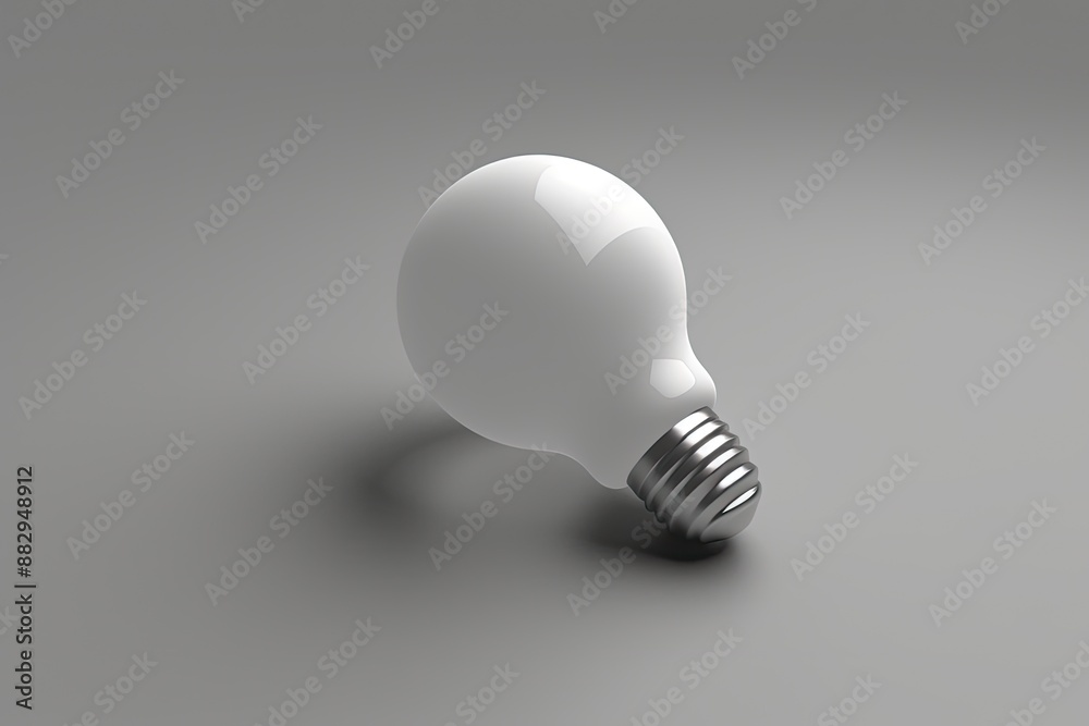 Shiny white incandescent light bulb A 3D symbol of a lightbulb representing ideas or innovation