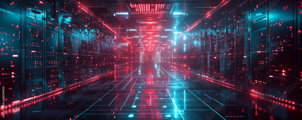 Data center and network devices in high performance operation. Generative AI Data center and network devices in high performance operation. Generative AI