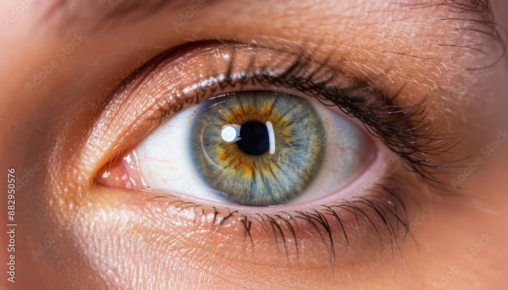 Closeup of a womans eye with green and brown colors creating a striking visual impact Closeup of a womans eye with green and brown colors creating a striking visual impact