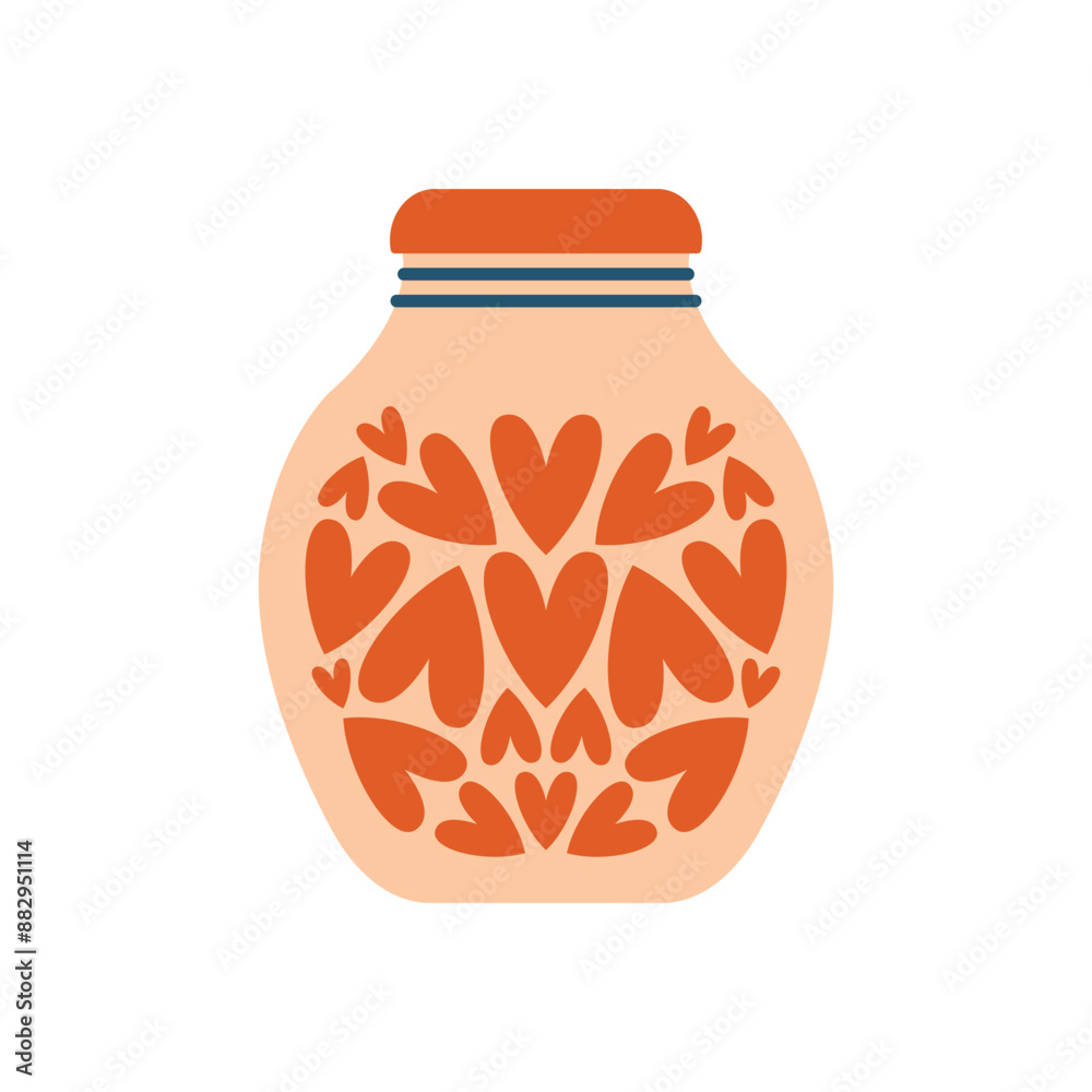 Big jar with hearts. Saint Valentine's Day. Charity concept, jar for donation. Vector isolated clip art for valentines, card, banner, sticker. Volunteering icon. Big jar with hearts. Saint Valentine's Day. Charity concept, jar for donation. Vector isolated clip art for valentines, card, banner, sticker. Volunteering icon.