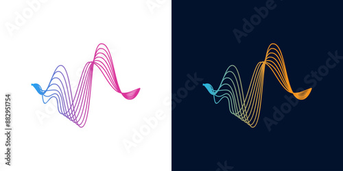 Wave line sound abstract background vector. Gradient wavy equalizer illustration
