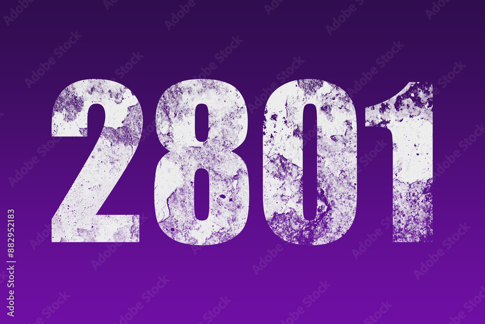 flat white grunge number of 2801 on purple background. flat white grunge number of 2801 on purple background.