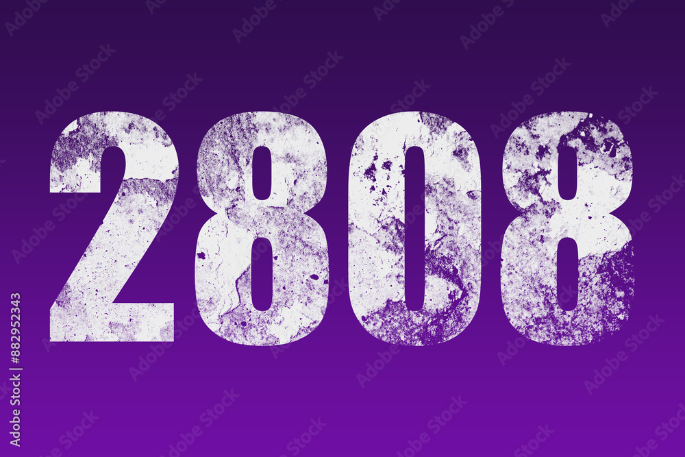 flat white grunge number of 2808 on purple background.	