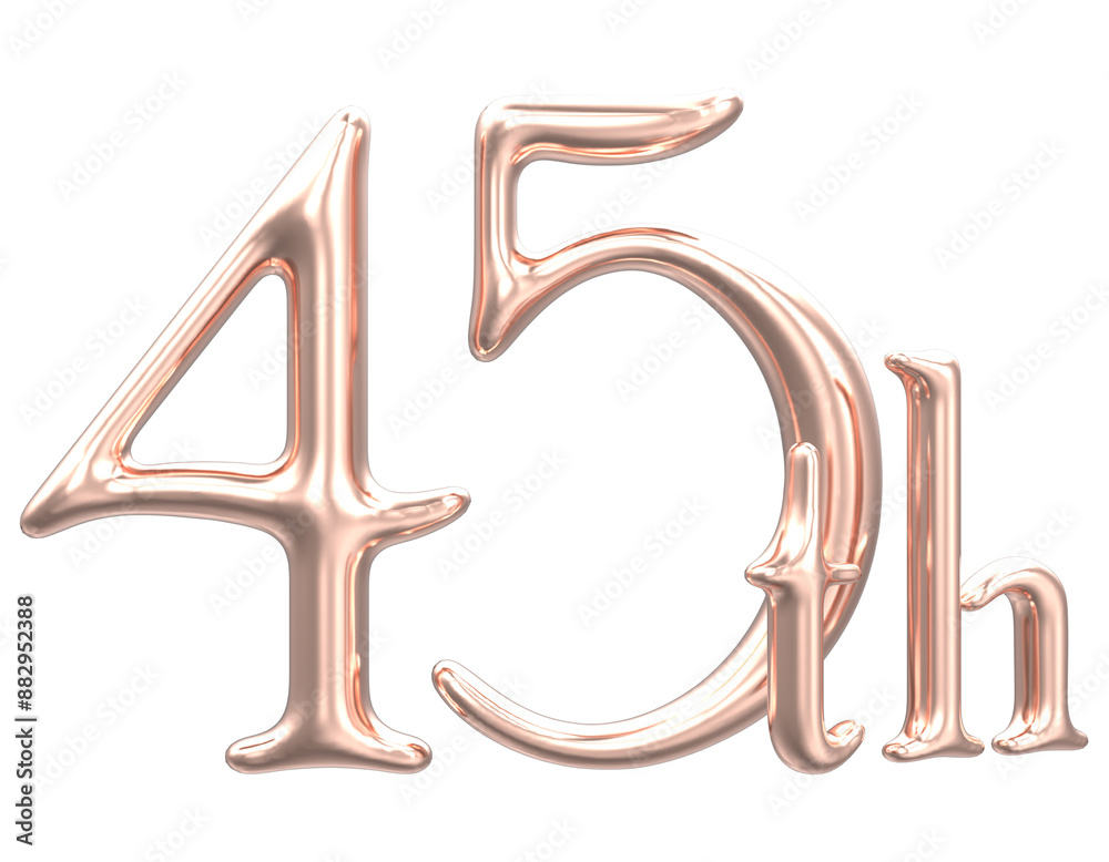 Anniversary Number 45th Gold 3D Render Anniversary Number 45th Gold 3D Render