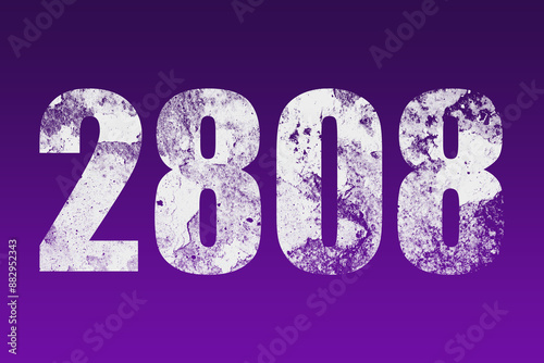 flat white grunge number of 2808 on purple background. 