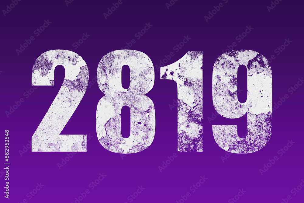 flat white grunge number of 2819 on purple background. flat white grunge number of 2819 on purple background.