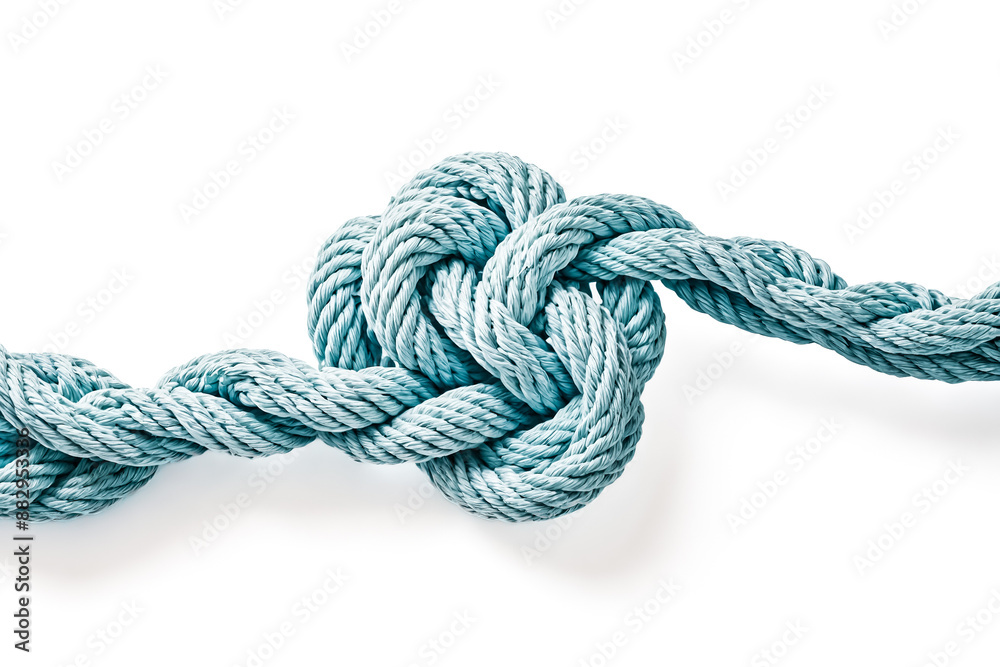 Fototapeta premium Blue Rope Knot on White Background