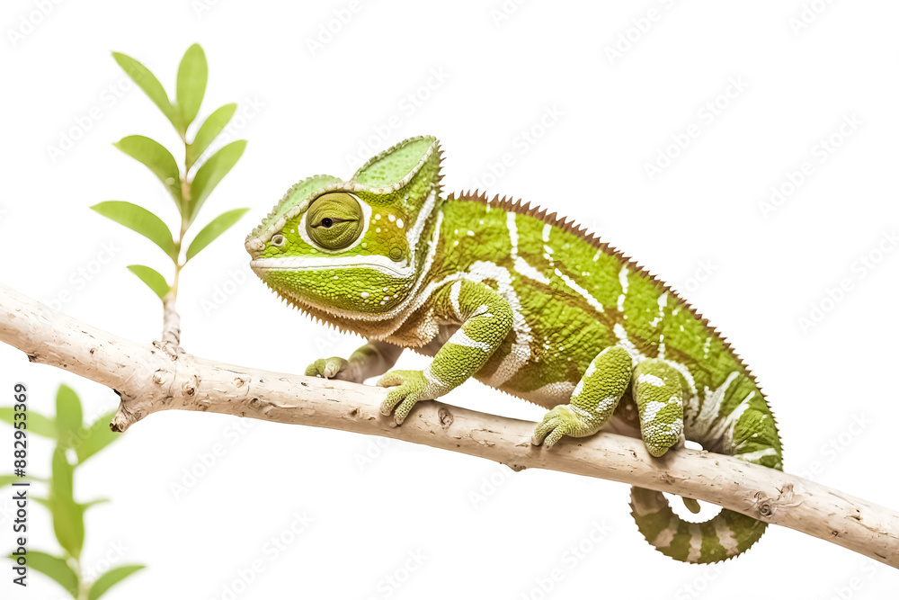 Obraz premium Green Chameleon on Branch