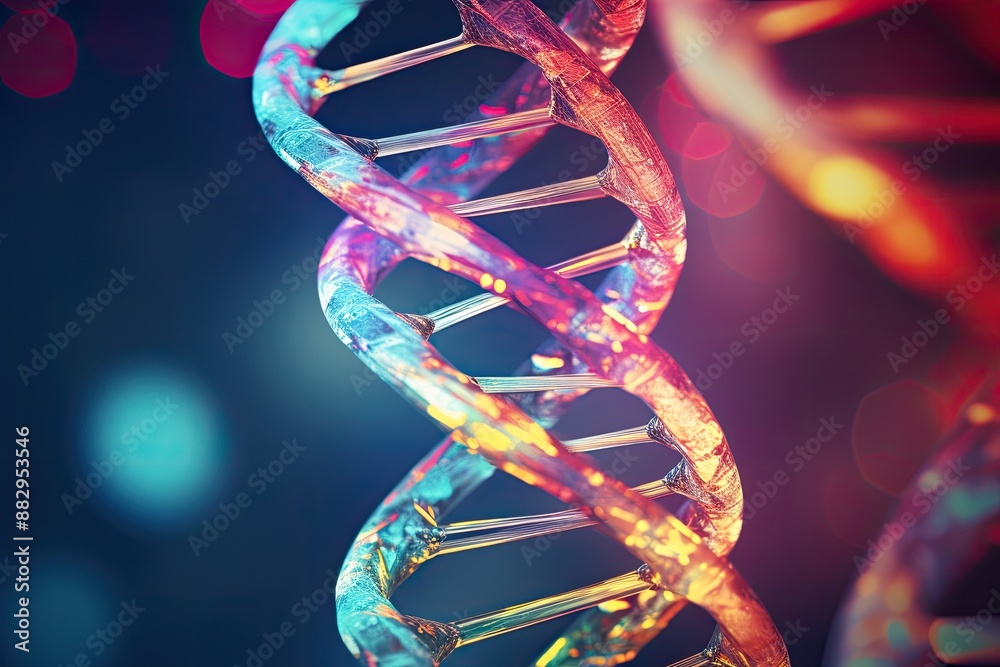 Dna Strans Dtructure Vivid intricate molecular structure A microscopic view of a DNA strand ...