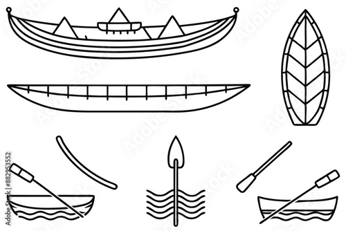 Canoe Art Illustration Wilderness Journey Line Art