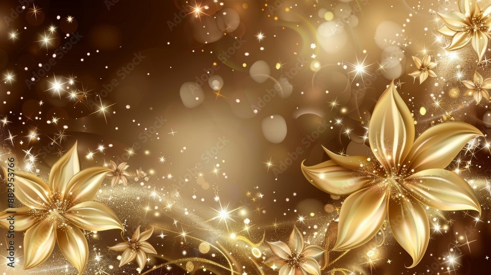 Minimalist style gold floral abstraction on neon background with beautiful bokeh effect Minimalist style gold floral abstraction on neon background with beautiful bokeh effect