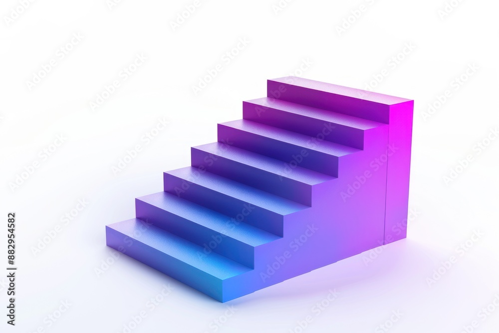 Abstract 3D Rendering of Stairs in Gradient Colors Abstract 3D Rendering of Stairs in Gradient Colors
