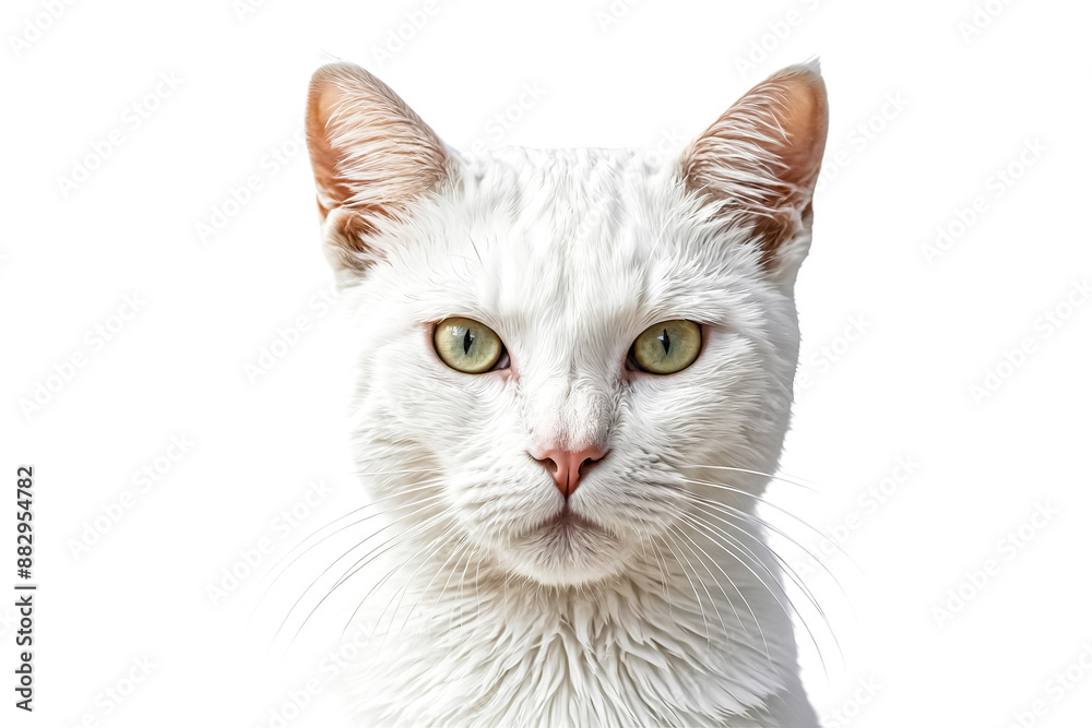 Portrait of a White Cat with Green Eyes Portrait of a White Cat with Green Eyes