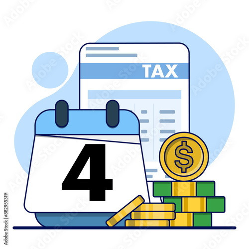 concept of paying on time, workers or companies obediently paying government taxes, banknotes paying tax alarm. Tax time reminders, income tax planning, government payment dates or financial returns.