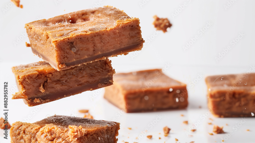 Homemade Sweet Potato Pie Bars Ready for Dessert Menu, Sheet Turnaround, on White Background. Homemade Sweet Potato Pie Bars Ready for Dessert Menu, Sheet Turnaround, on White Background.