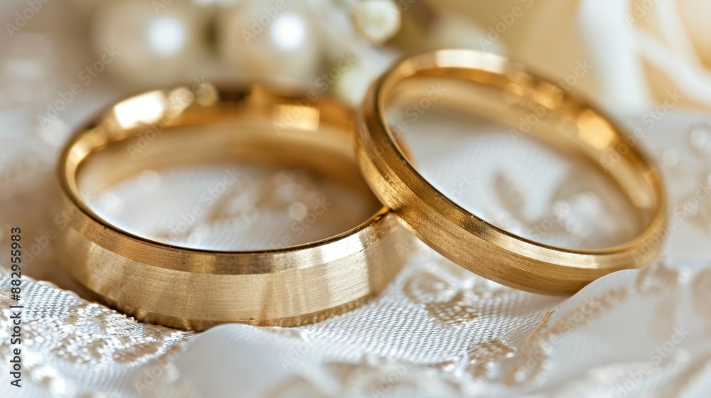 Elegant gold wedding rings on silk with bokeh effect in close up shot for high quality stock photo Elegant gold wedding rings on silk with bokeh effect in close up shot for high quality stock photo