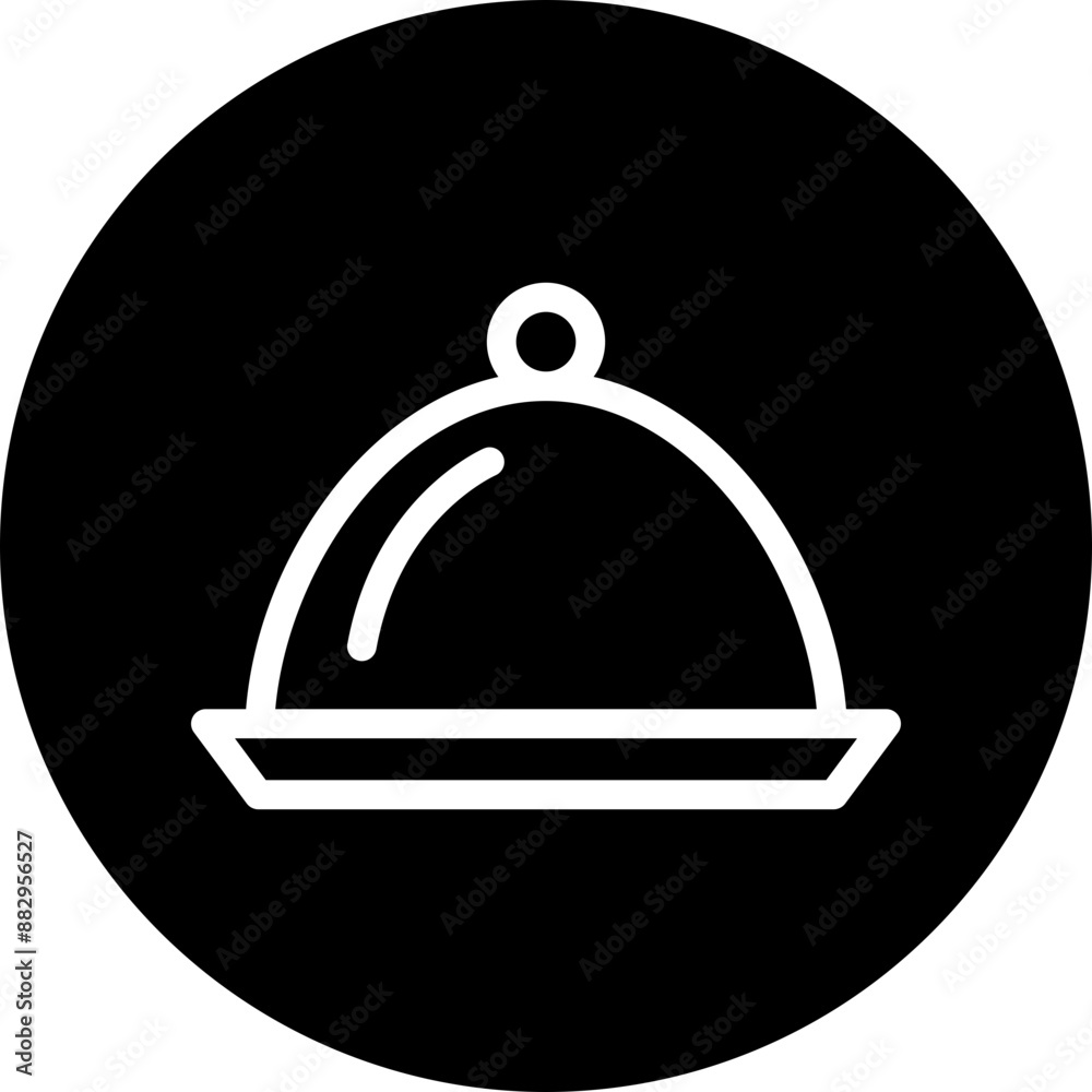 Serving Dish Vector Line White Circle Black Serving Dish Vector Line White Circle Black