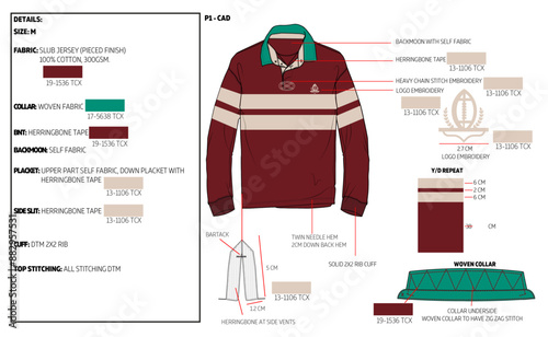 mens rugby polo shirt tech pack vector.